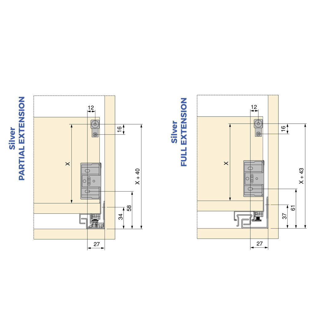 Paire de tringles de rehausse pour tiroir Simplex, 490, Gris anthracite, Acier-1