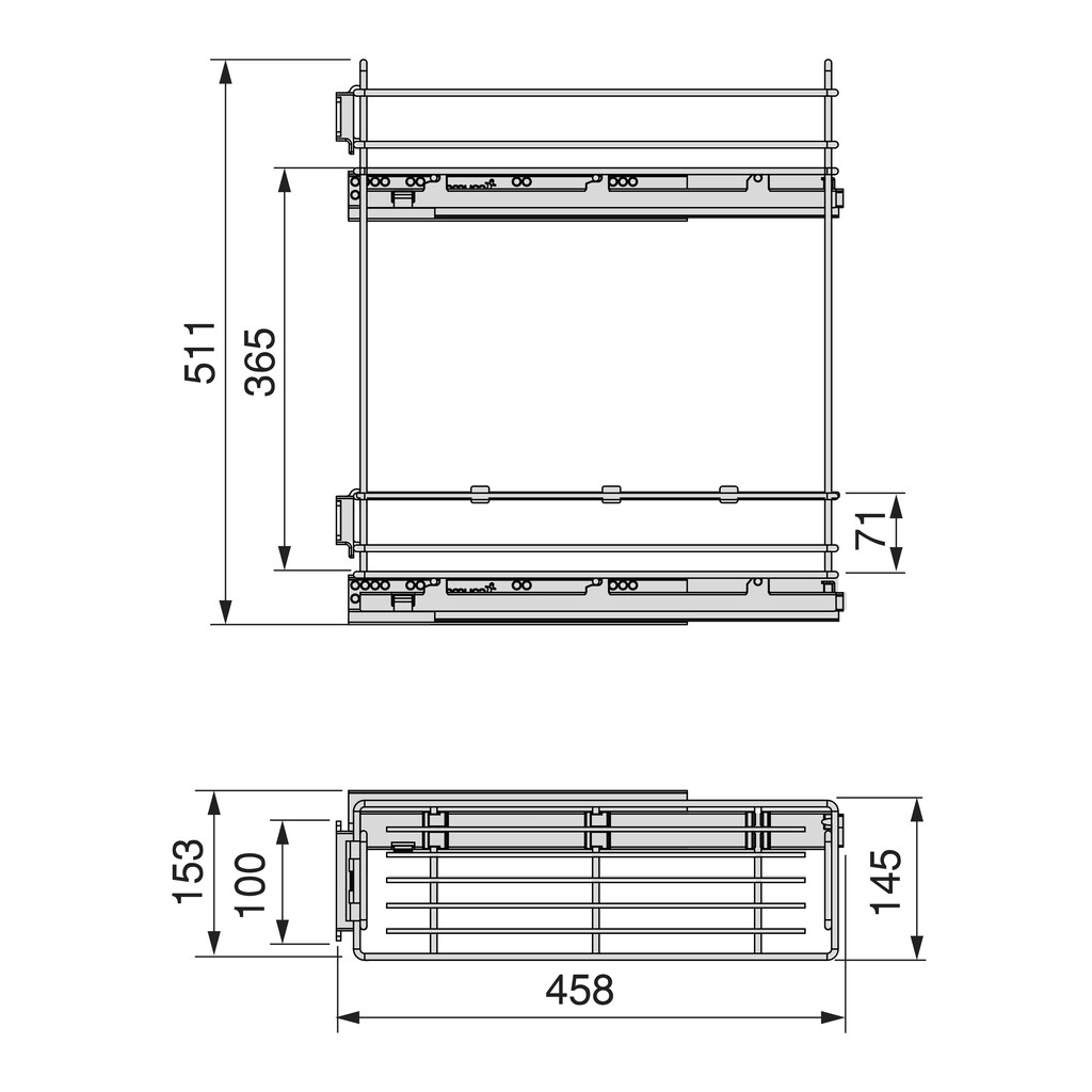 Flaschenhalter TitaneMax, seitlich, auziehbar, mit Schließautomatik, Modul 200mm, Stahl, Anthrazitgrau-1