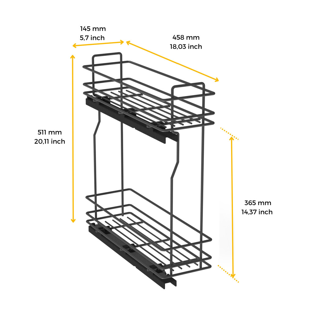Flaschenhalter TitaneMax, seitlich, auziehbar, mit Schließautomatik, Modul 200mm, Stahl, Anthrazitgrau-2