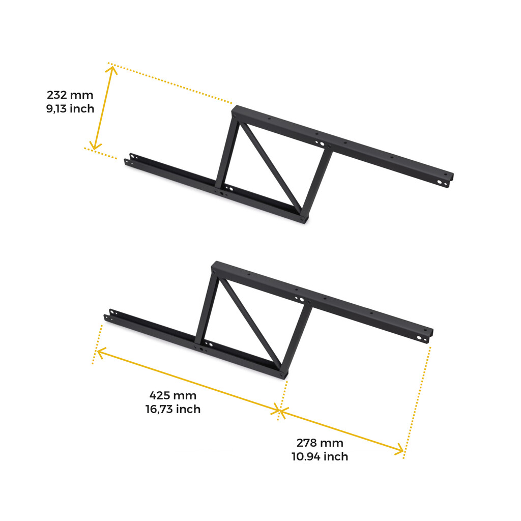 Set of lift-up mechanisms for coffee tables, allows table to be raised 192mm, Steel, Black painted-2