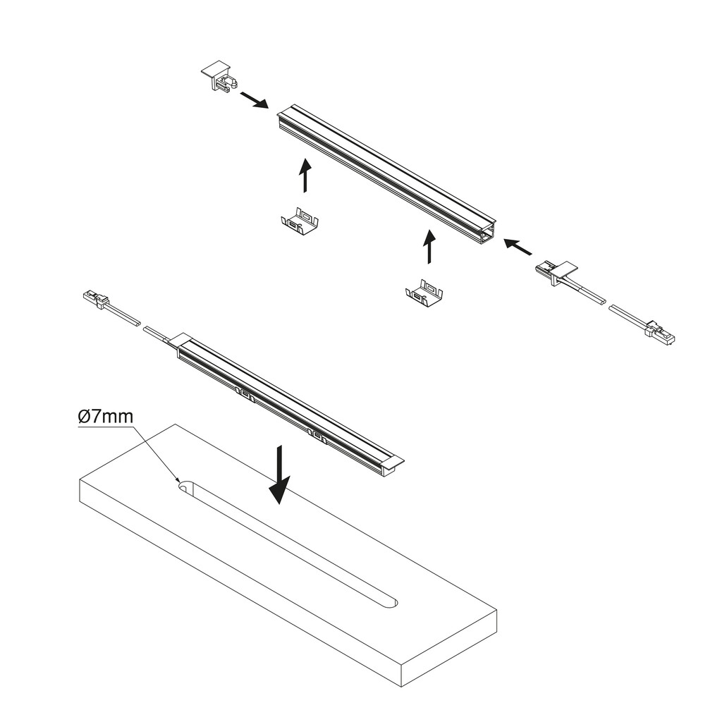 Accessoires pour luminaires LED à encastré Pyxis, longueur 1,5m, Plastique, Gris-2