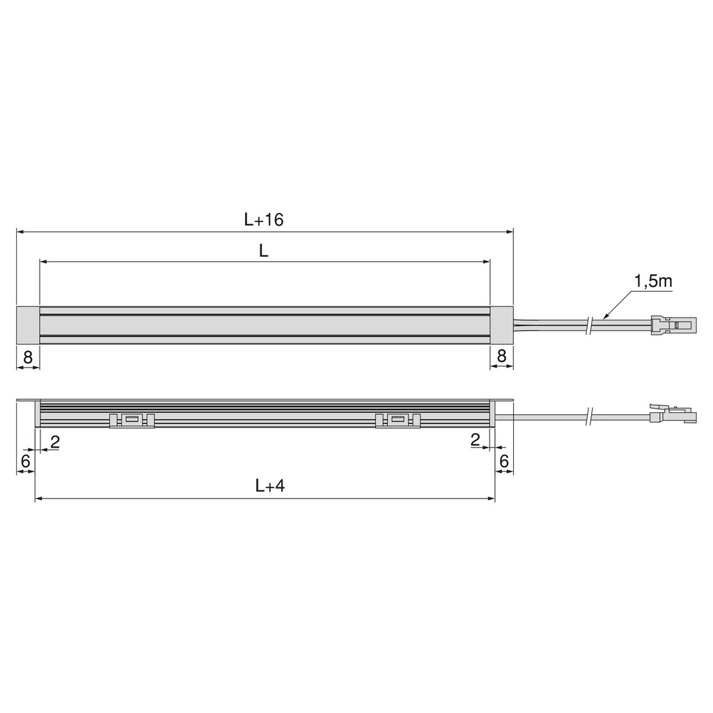 Luminária LED de encastrar Pyxis (24V DC), comprimento 2.9m, Branco quente 2.700K, Alumínio e Plástico, Anodizado mate-1