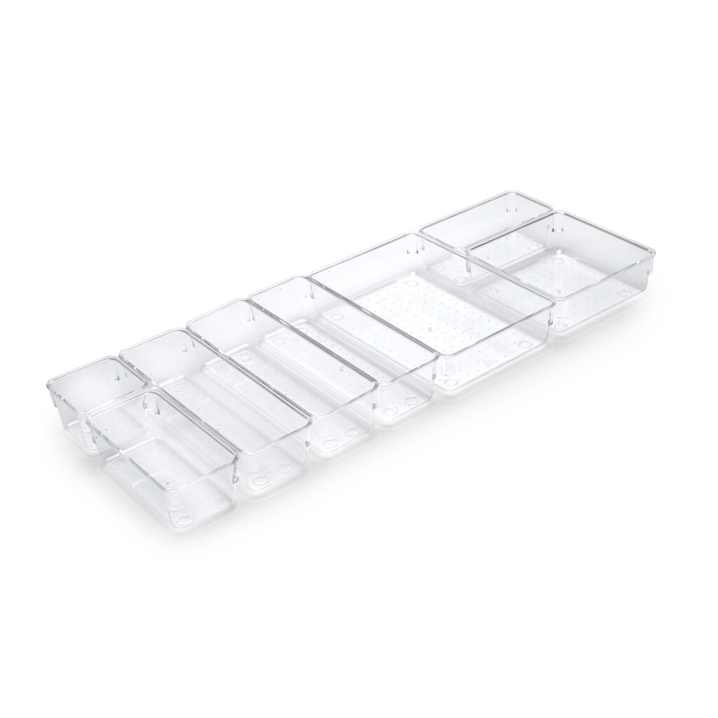 Kit of 8 Cube drawer organisers buckets Cube, Plastic, Transparent-8