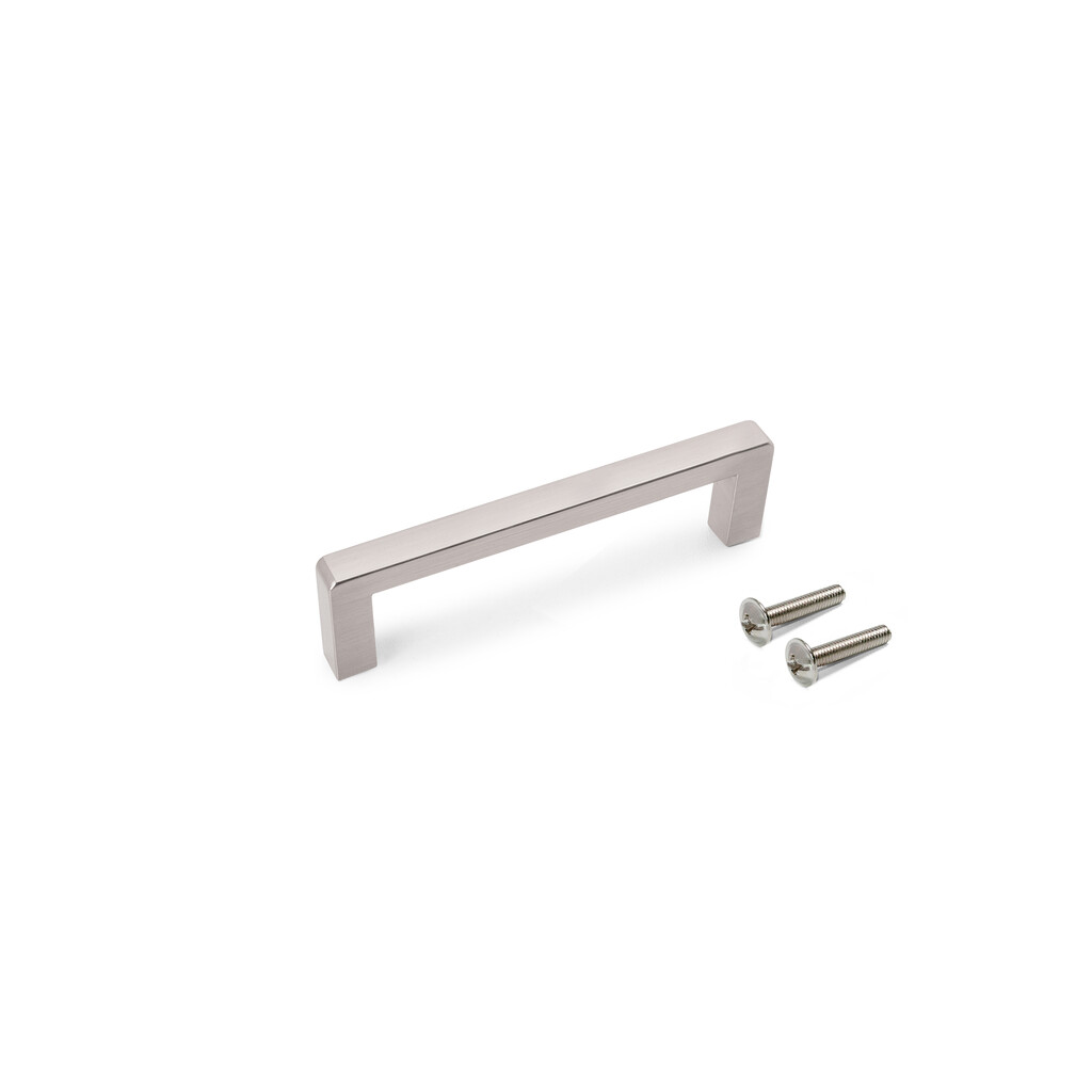 Furniture handle Turin, L106mm, 96mm interaxis, Zamak, Satin finished nickel-Primary