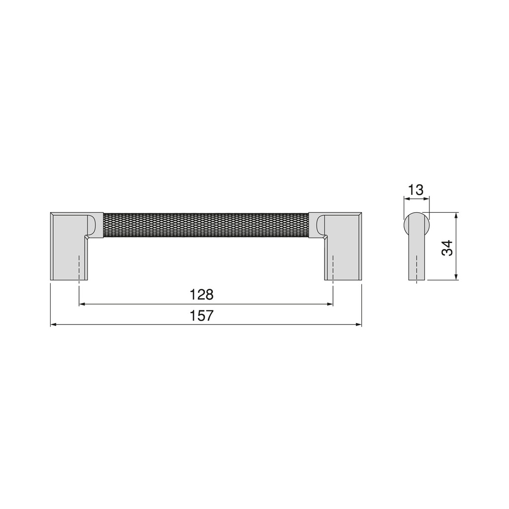 Furniture handle Sofia, L157mm, 128mm interaxis, Aluminium, Black painted-1