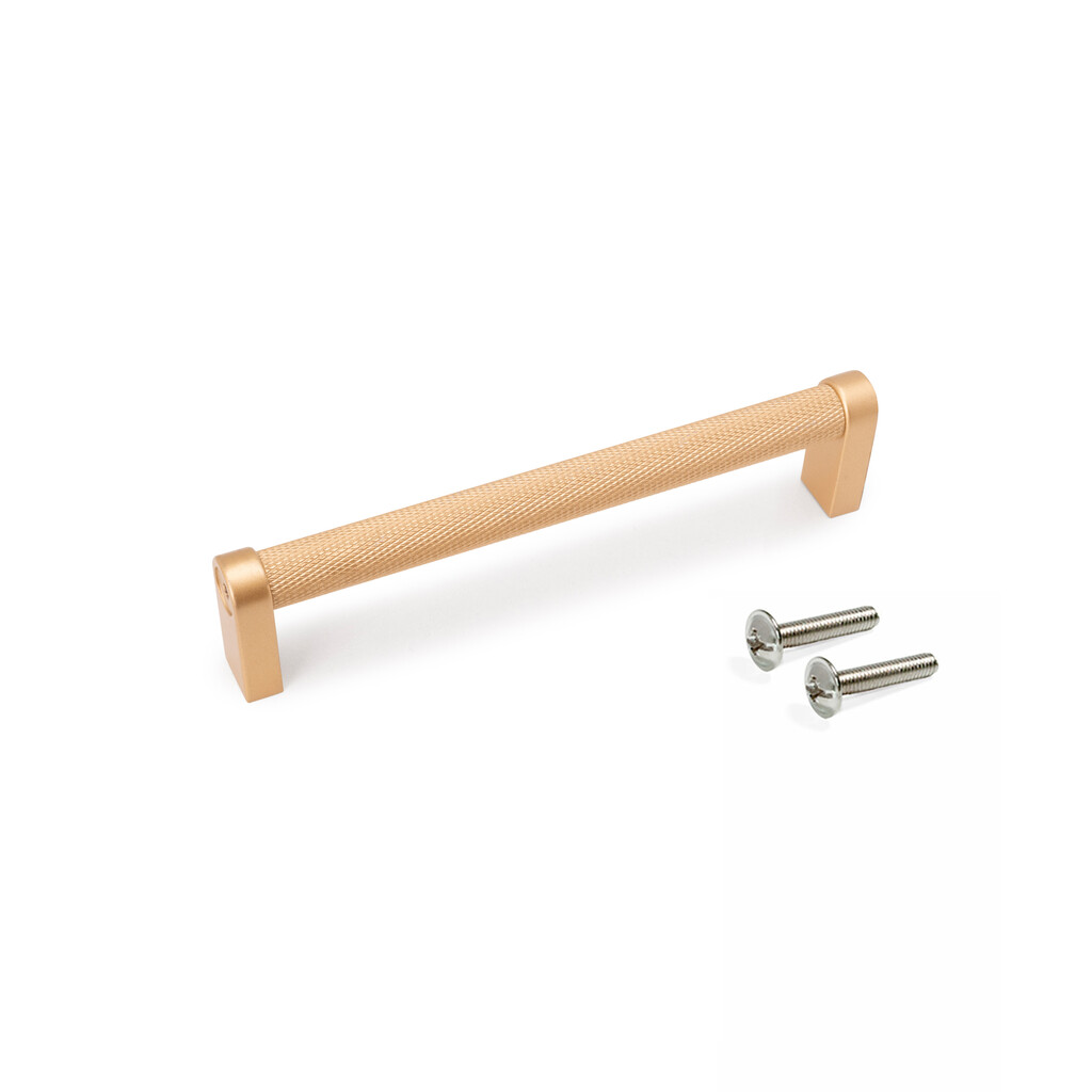 Furniture handle Bergen, L141mm, 128mm interaxis, Aluminium, Gold painted-Primary