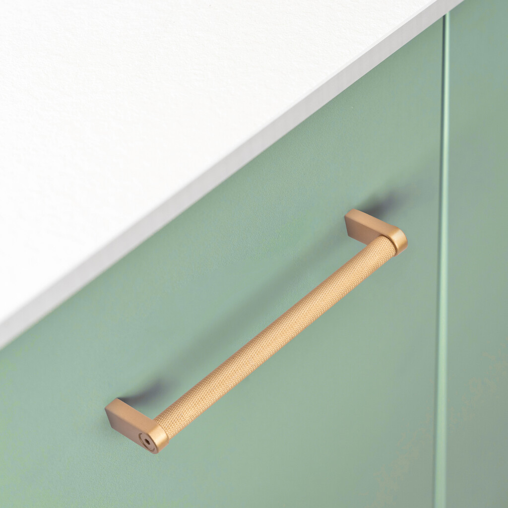 Furniture handle Bergen, L141mm, 128mm interaxis, Aluminium, Gold painted-3