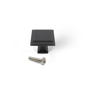 Bouton pour meubles Ceuta, 31.5x31.5mm, Zamak, Peint en noir photo du produit
