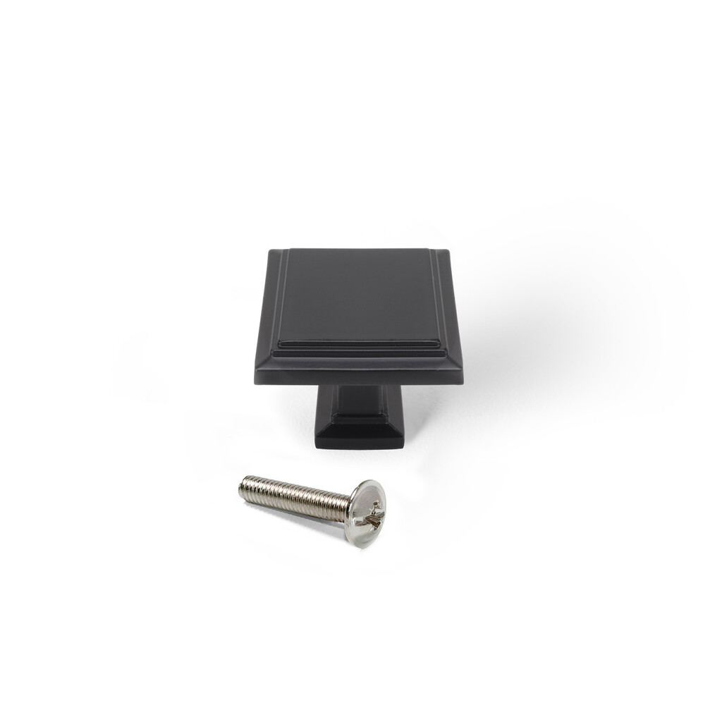 Bouton pour meubles Ceuta, 31.5x31.5mm, Zamak, Peint en noir-Primary