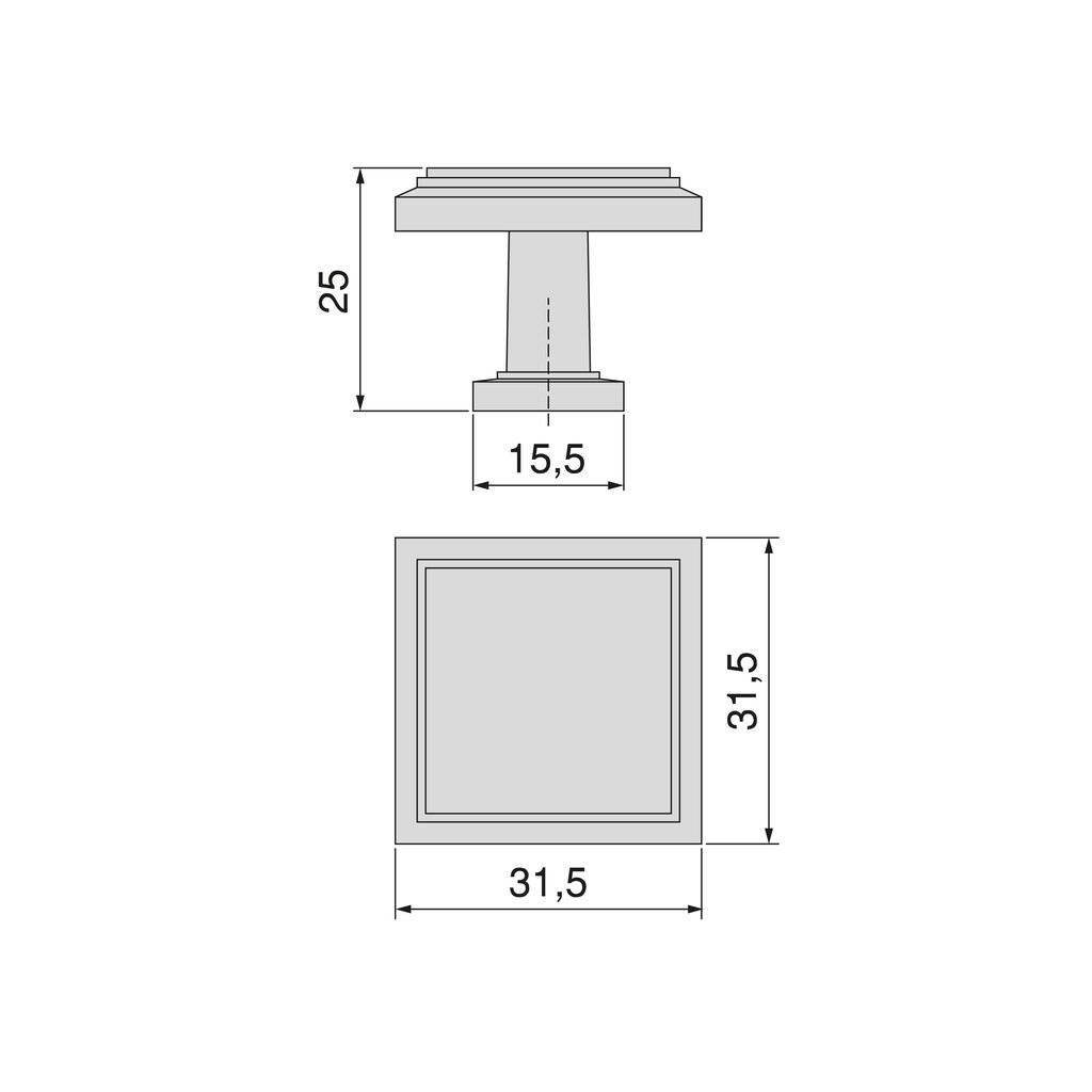 Bouton pour meubles Ceuta, 31.5x31.5mm, Zamak, Peint en noir-1