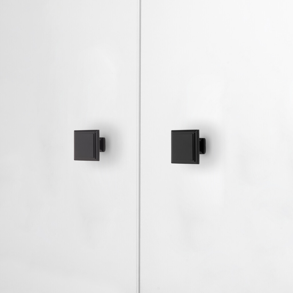 Bouton pour meubles Ceuta, 31.5x31.5mm, Zamak, Peint en noir-4