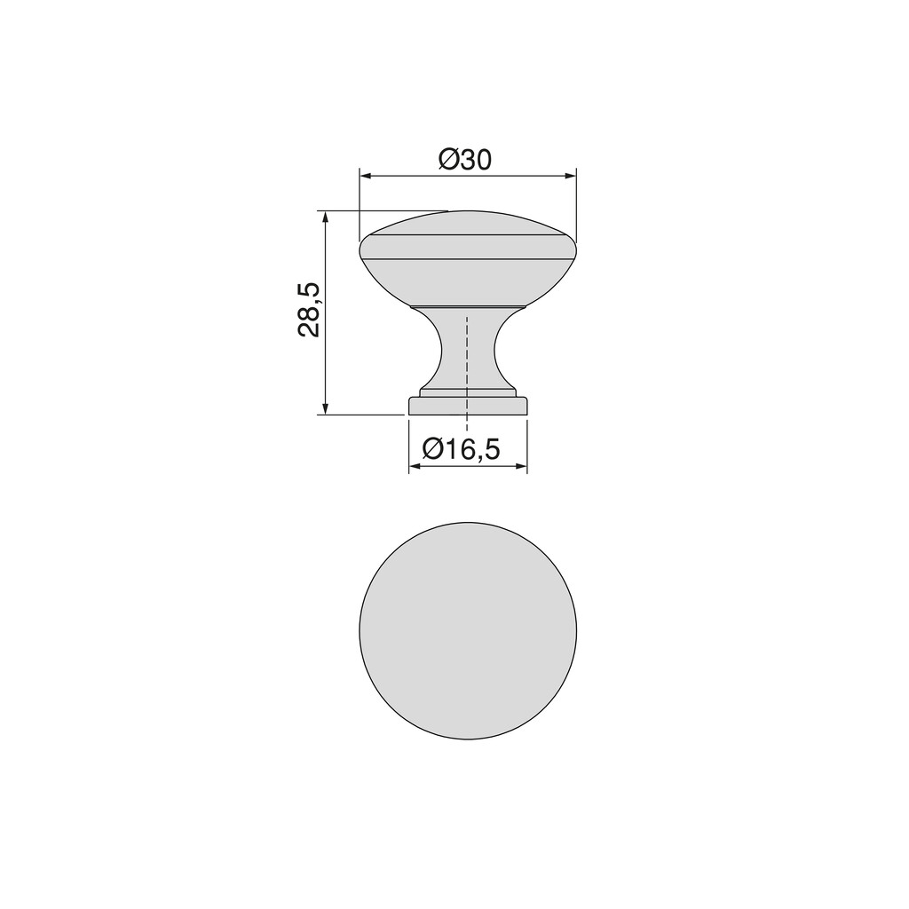 Furniture knob Cancun, diameter 30mm, Zamak, Black painted-1