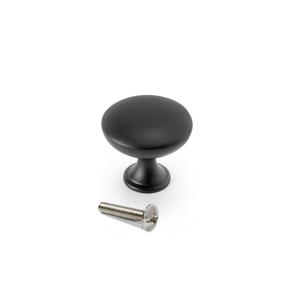 Furniture knob Cancun, diameter 30mm, Zamak, Black painted-Primary