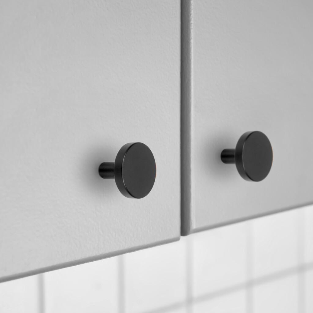 Möbelknopf Uppsala, Durchmesser 30mm, Aluminium, Schwarz lackiert-5