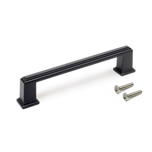 Tirador para mueble Tanger, L147.5mm, intereje 128mm, Zamak, Pintado negro foto del producto