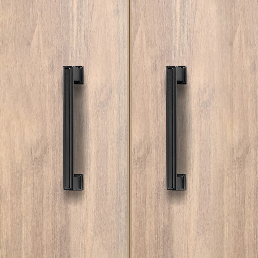 Tirador para mueble Tanger, L147.5mm, intereje 128mm, Zamak, Pintado negro-4