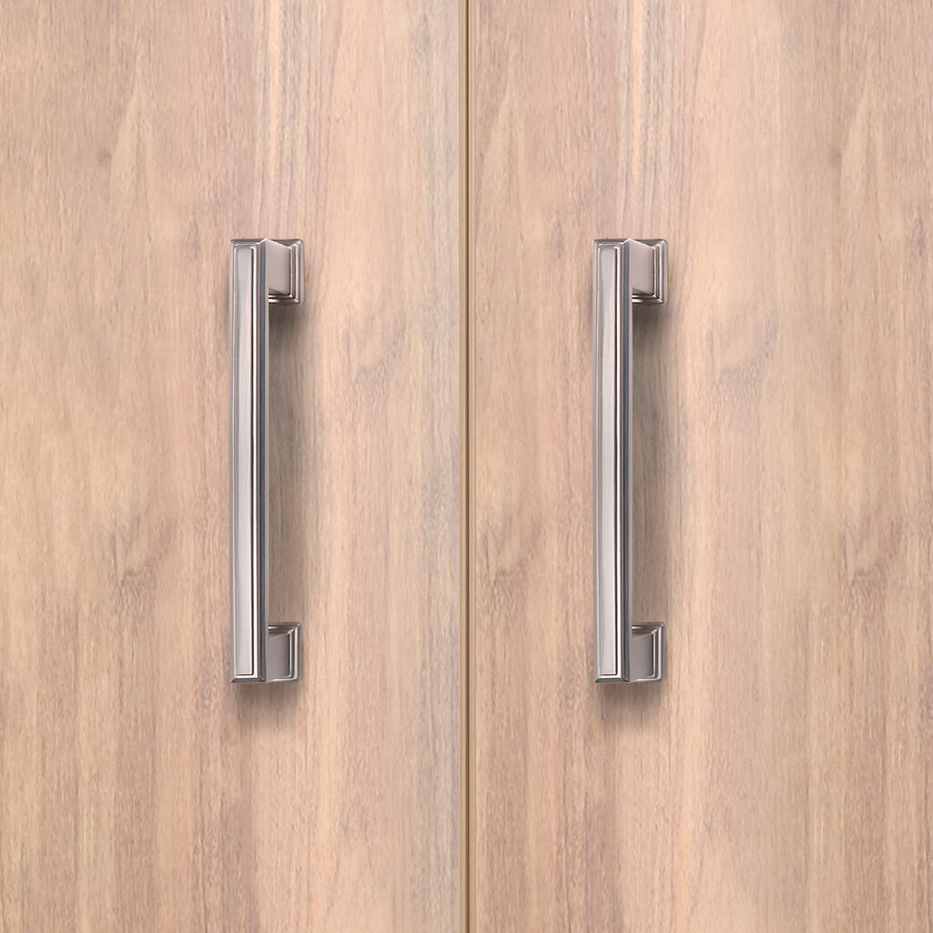 Tirador para mueble Tanger, L147.5mm, intereje 128mm, Zamak, Níquel satinado-4