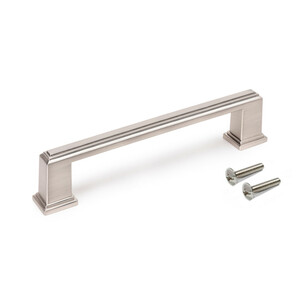 Tirador para mueble Tanger, L147.5mm, intereje 128mm, Zamak, Níquel satinado foto del producto