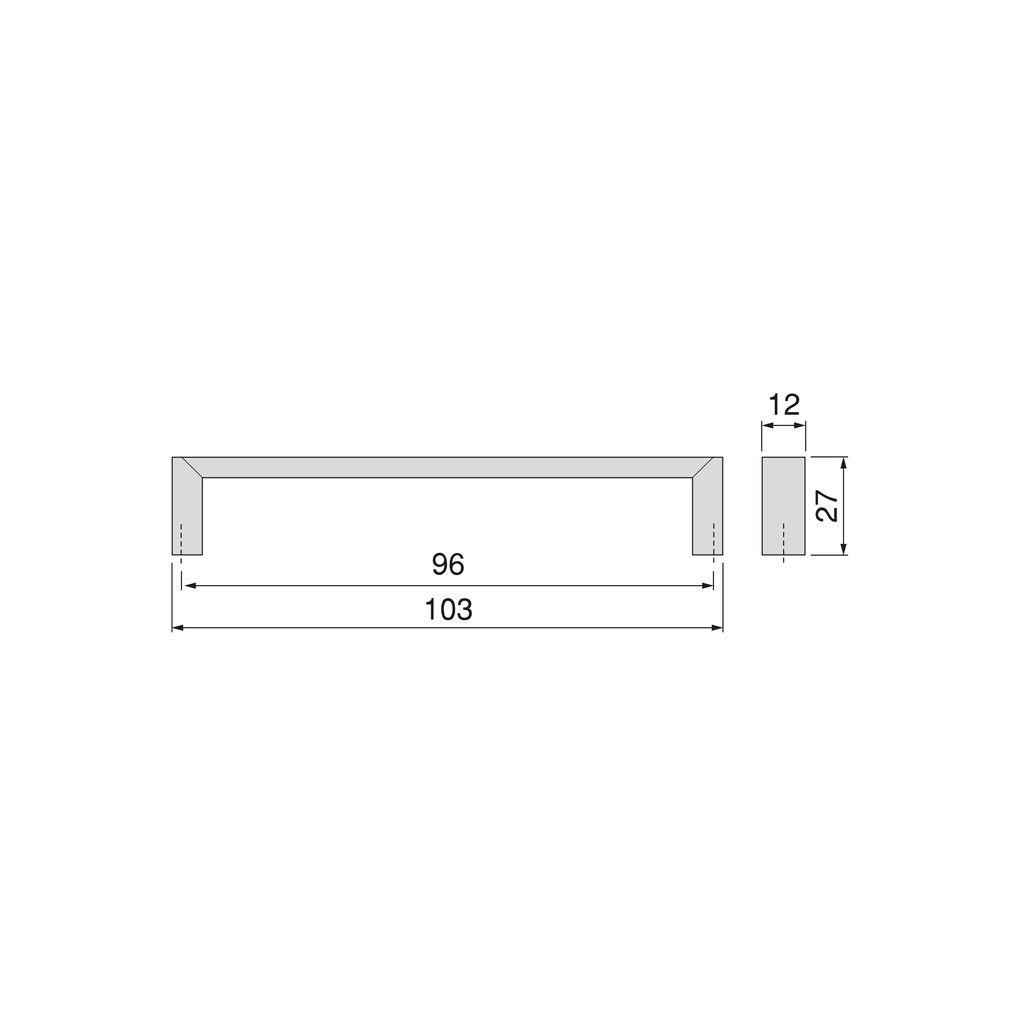 Tirador para mueble Aldaia, L103mm, intereje 96mm, Zamak, Pintado negro-1