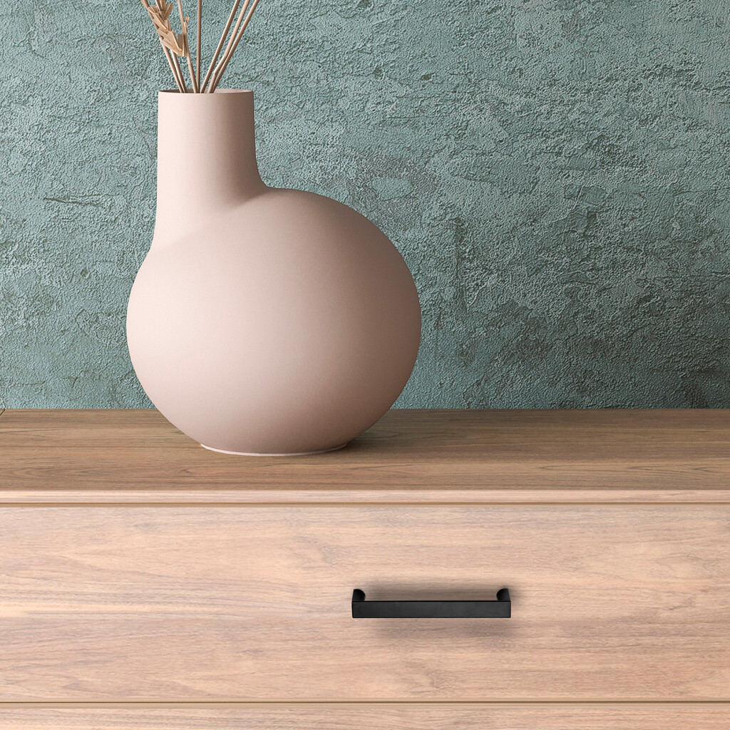 Tirador para mueble Aldaia, L103mm, intereje 96mm, Zamak, Pintado negro-2