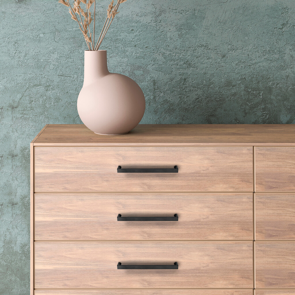 Tirador para mueble Aldaia, L103mm, intereje 96mm, Zamak, Pintado negro-4