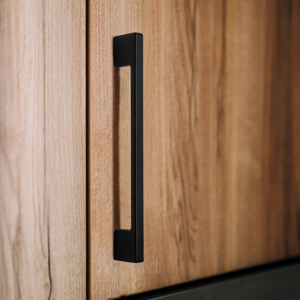 Poignée pour meubles Paiporta, L160mm, entraxe 128mm, Zamak, Peint en noir-2