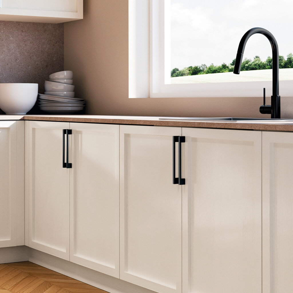 Poignée pour meubles Paiporta, L160mm, entraxe 128mm, Zamak, Peint en noir-3