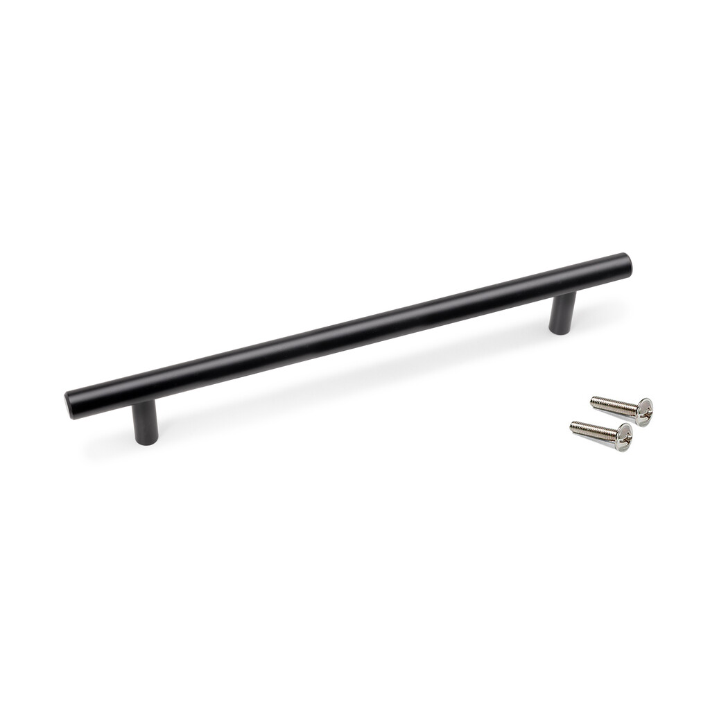 Furniture handle Orlando, L336mm, 256mm interaxis, Steel, Black painted-Primary