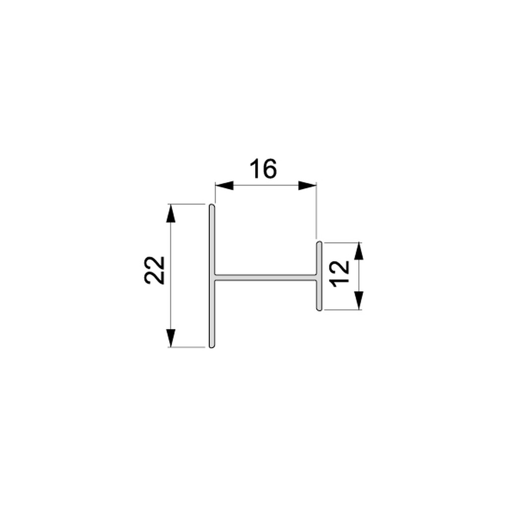 Travesaño Placard H16x12/22, Longitud 2,35 m, Aluminio, Pintado negro-1