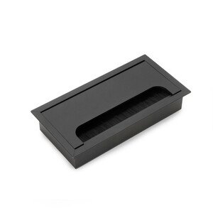 Pasacables para mesa Quadrum, rectangular, 159x80mm, para encastrar, Aluminio, Pintado negro foto del producto