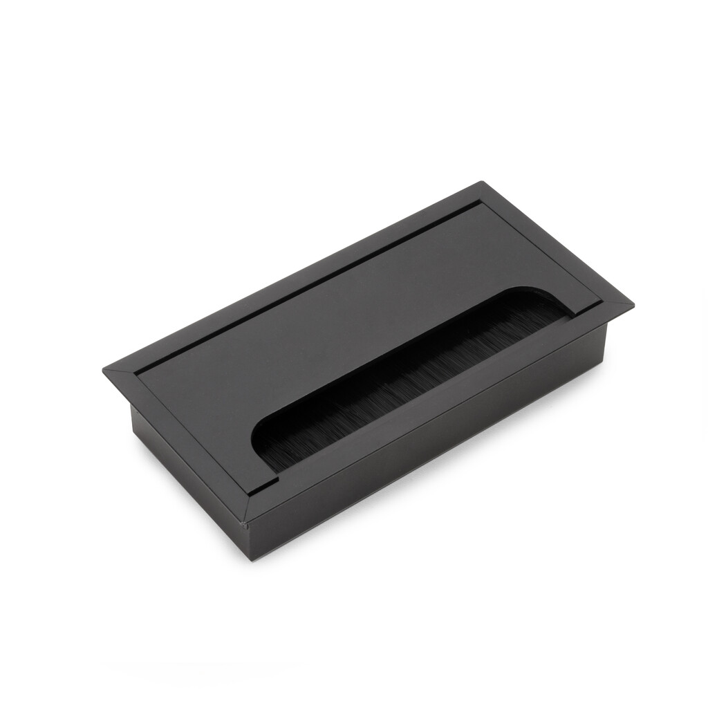 Pasacables para mesa Quadrum, rectangular, 159x80mm, para encastrar, Aluminio, Pintado negro-Primary