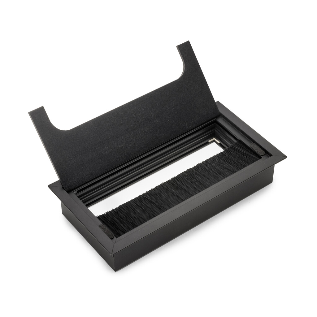 Pasacables para mesa Quadrum, rectangular, 159x80mm, para encastrar, Aluminio, Pintado negro-4