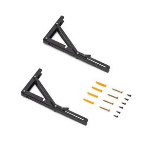 Pair of folding supports for shelves, length 303mm, Steel, Black painted product photo