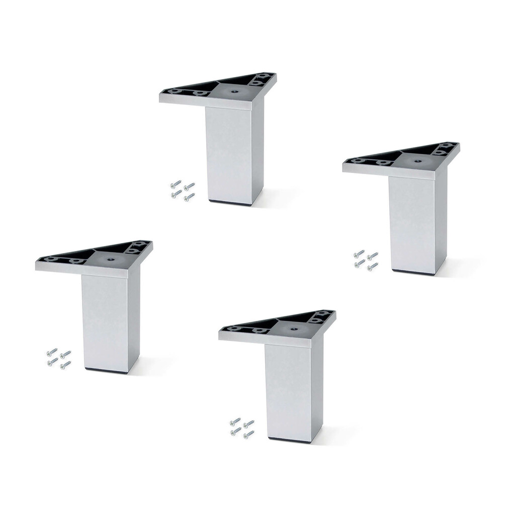Lot of 4 Alumix 1 furniture feet, height 100mm, Plastic, Chrome plated-Primary