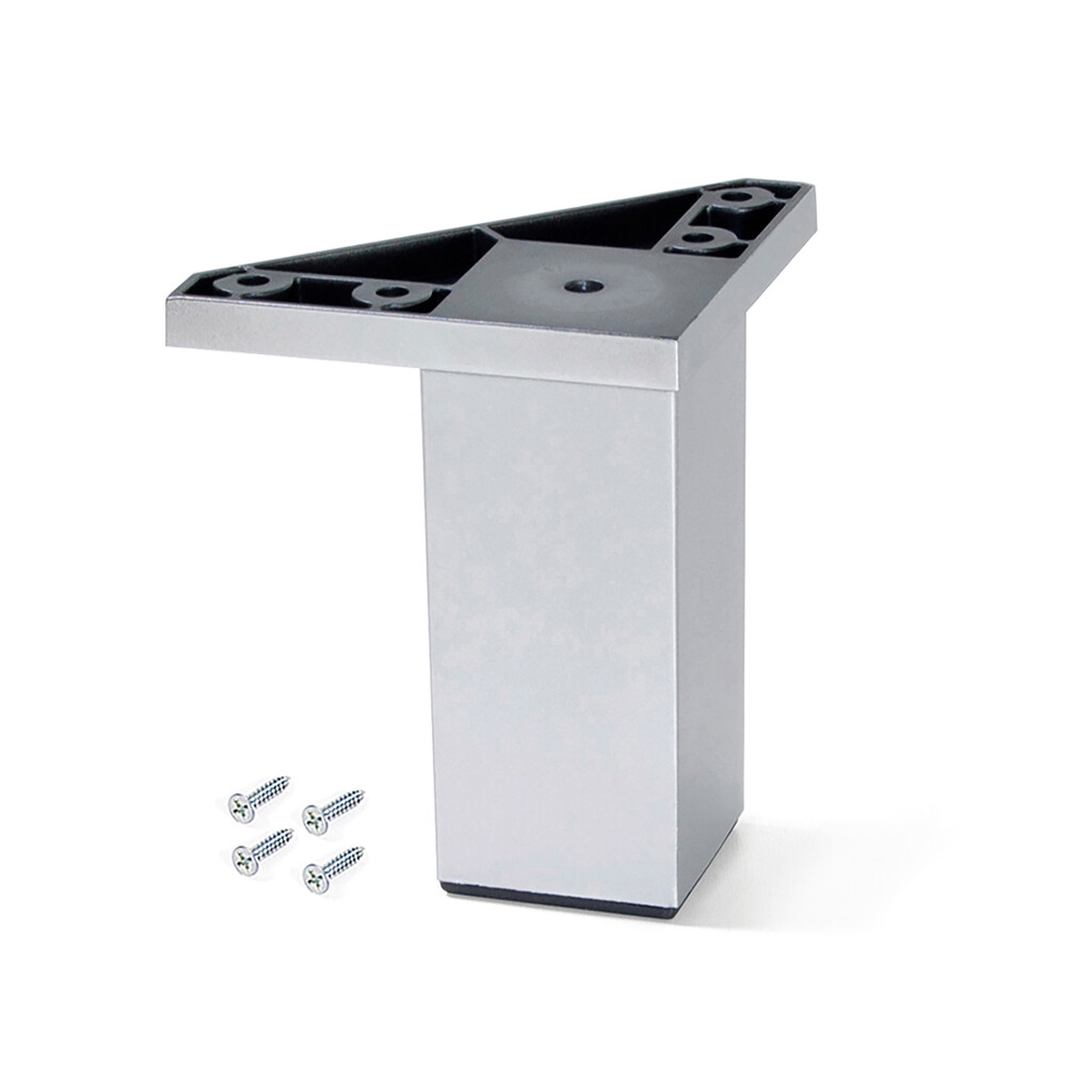 Lot of 4 Alumix 1 furniture feet, height 100mm, Plastic, Chrome plated-3