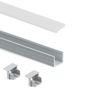 Pair of Lynx W recessed profile and covers, for making luminaires with LED Strips, length 2.35m, Aluminium and Plastic, Matt anodized product photo