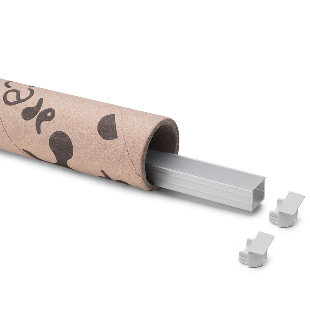 Pair of Lynx W recessed profile and covers, for making luminaires with LED Strips, length 2.35m, Aluminium and Plastic, Matt anodized-4