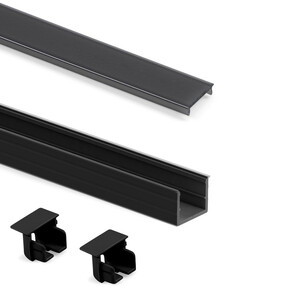 Juego de perfiles y tapas para empotrar Lynx W, para hacer luminarias con tiras LED, longitud 2.35m, Aluminio y Plástico, Anodizado negro foto del producto