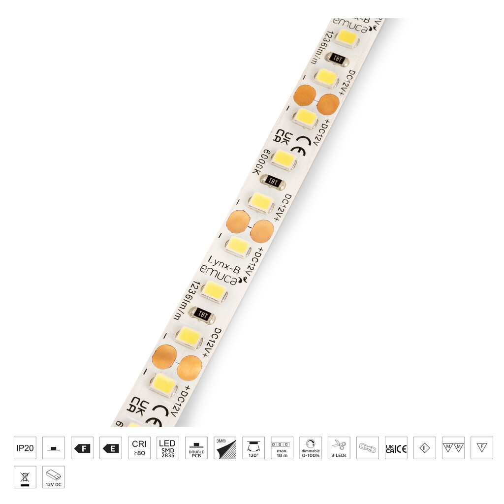LED Streifen Lynx Basic 9,6W/m IP20 (12V DC), Länge 50m, warmweißes Licht 3.000K, Kunststoff-8