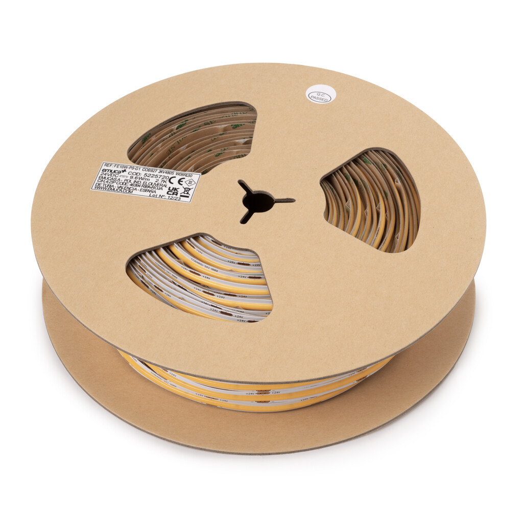 Ruban LED Lynx Premium COB 9,6 W/m IP20 (24V DC), longueur 50m, lumière blanc chaud 2.700K, Plastique-Primary