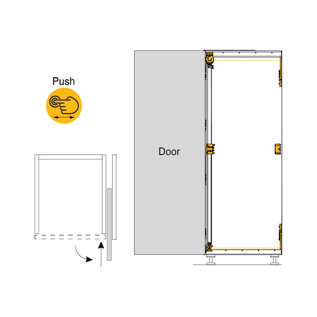 Jeu de ferrure PUSH Concepta3 pour portes coulissantes, à droite, Acier et Aluminium et Plastique-1
