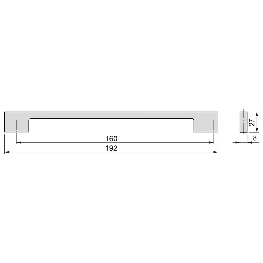 Lote de 5 tiradores para mueble Paiporta, L192mm, intereje 160mm, Zamak, Pintado negro-1