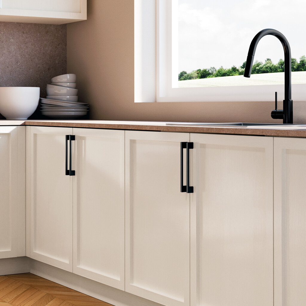 Lote de 5 tiradores para mueble Paiporta, L192mm, intereje 160mm, Zamak, Pintado negro-3