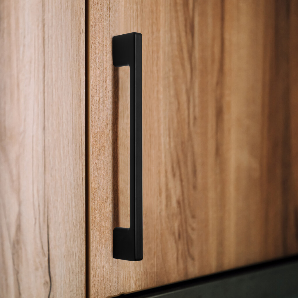 Lote de 5 tiradores para mueble Paiporta, L192mm, intereje 160mm, Zamak, Pintado negro-2