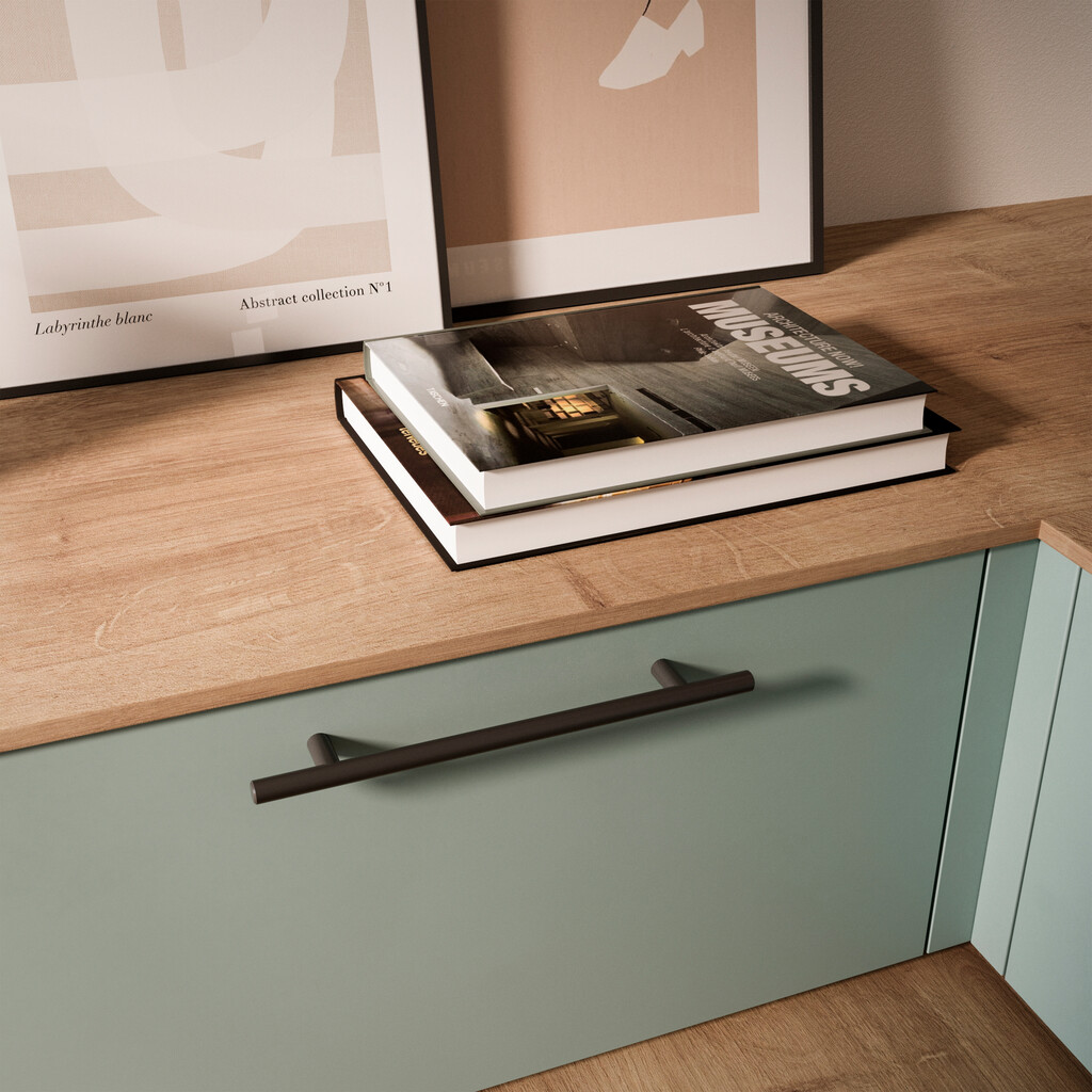 Lot von 10 Möbelgriffe Orlando, L210mm, 160mm Achsenabstand, Stahl, Schwarz lackiert-8