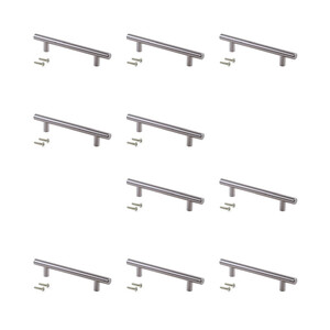 Lot de 10 poign&eacute;es pour meubles Orlando, L136mm, entraxe 96mm, Acier, Nickel satin&eacute; photo du produit
