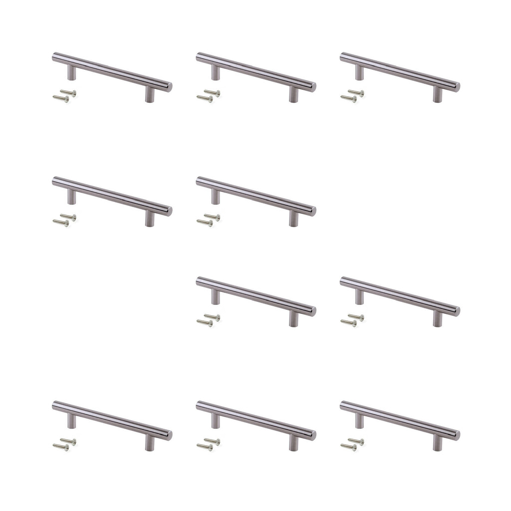Lot de 10 poignées pour meubles Orlando, L136mm, entraxe 96mm, Acier, Nickel satiné-Primary