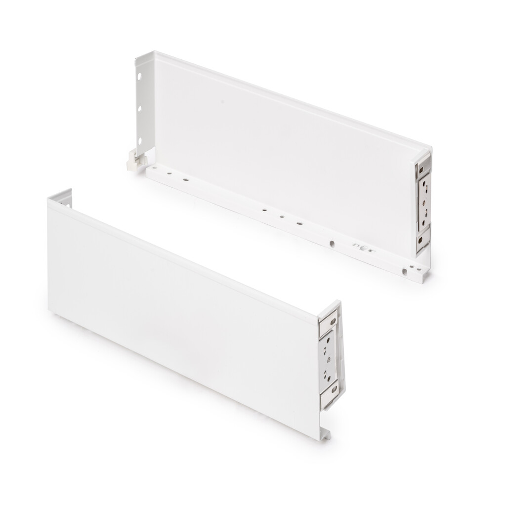 Pair of Simplex drawer sides, height 122mm, depth 390mm, White painted, Steel-Primary
