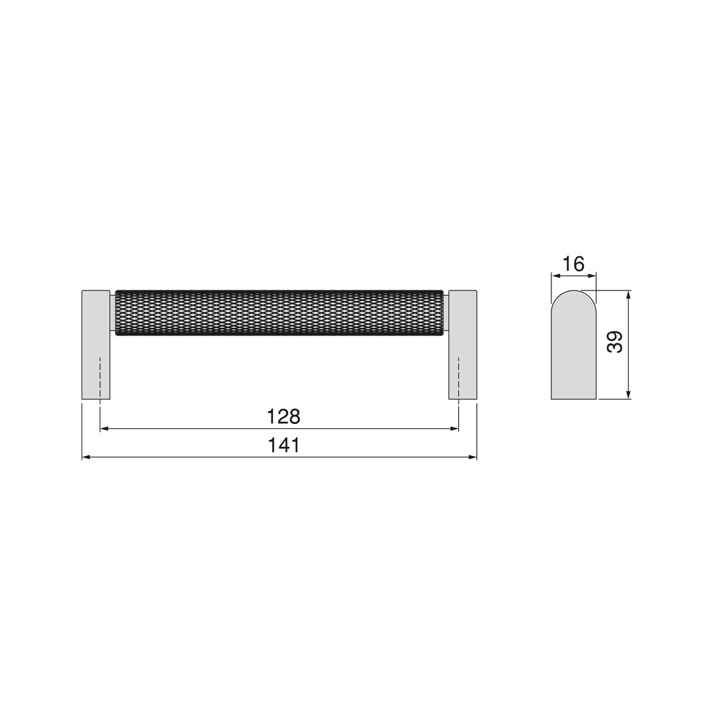 Lot de 5 poignées pour meubles Bergen, L141mm, entraxe 128mm, Aluminium , Peint en noir-1