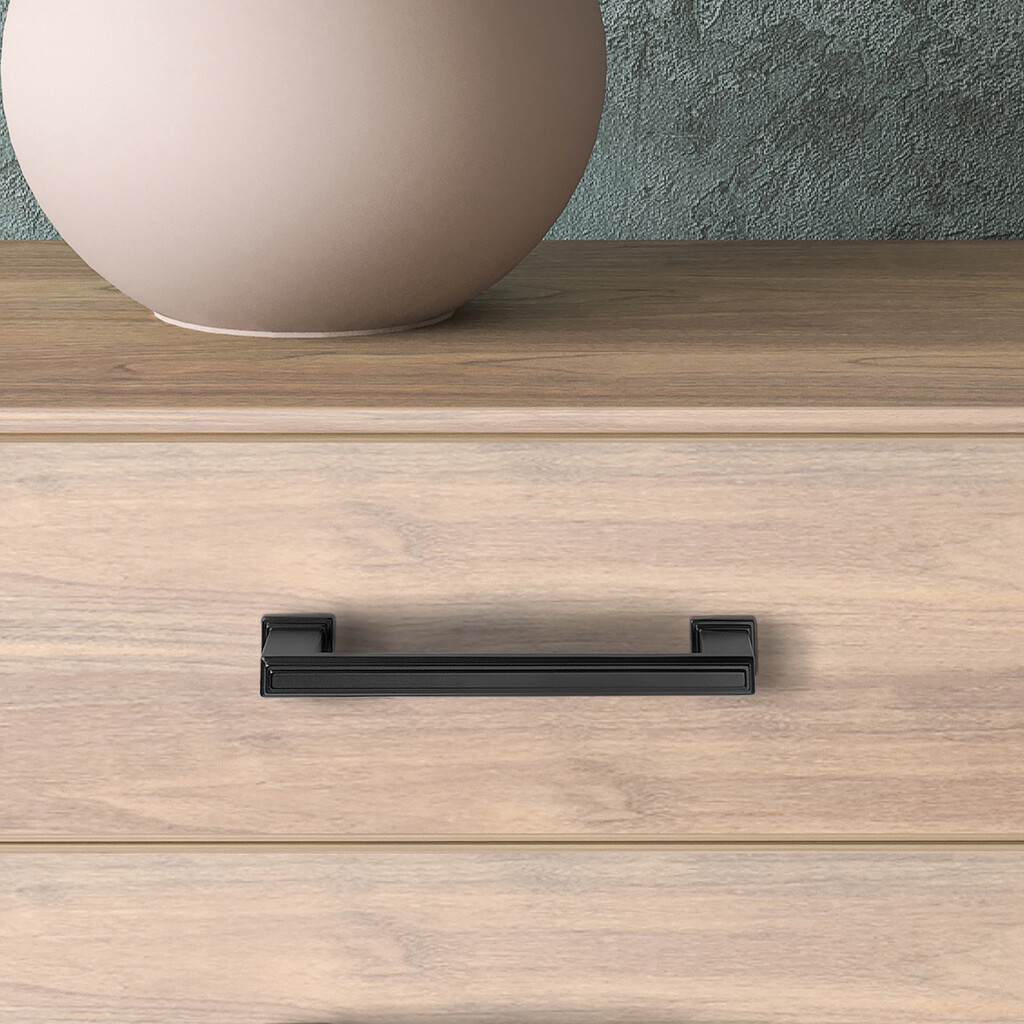 Lot of 5 furniture handles Tanger, L147.5mm, 128mm interaxis, Zamak, Black painted-2